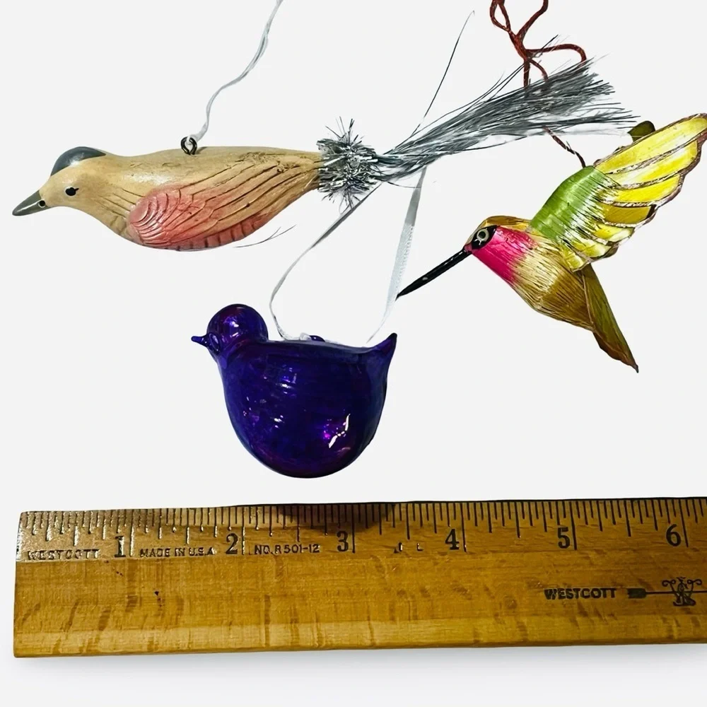 Vintage Bird Christmas Ornaments Lot of 3